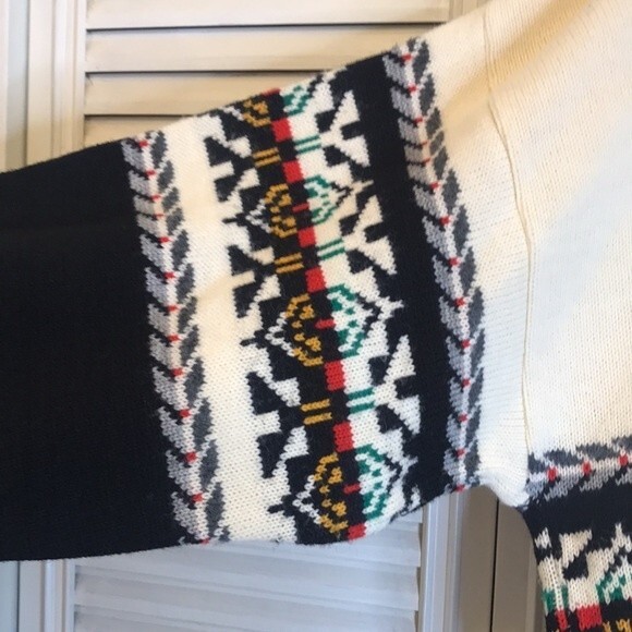 Le Tigre oversized grandpa style western aztec knit sweater size XL 90s - Picture 4 of 11